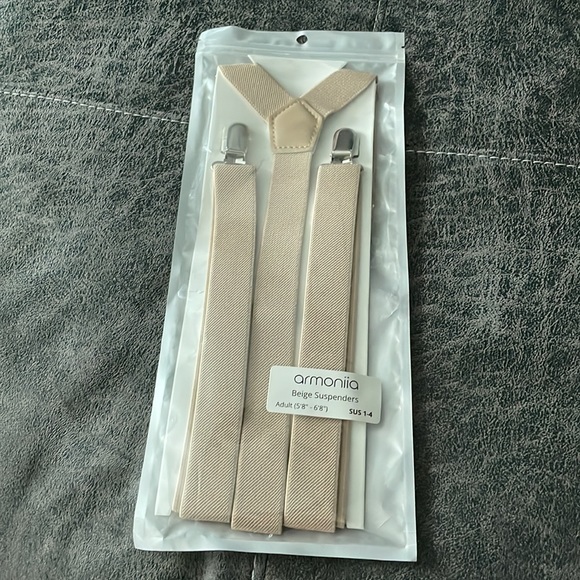 IVORY CREAM BEIGE SUSPENDERS Wedding Formal - Picture 3 of 5